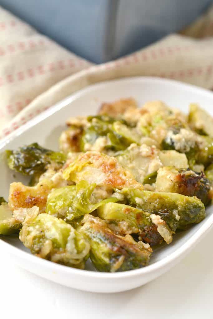 Cheesy Brussel Sprout Bake CheekyKitchen