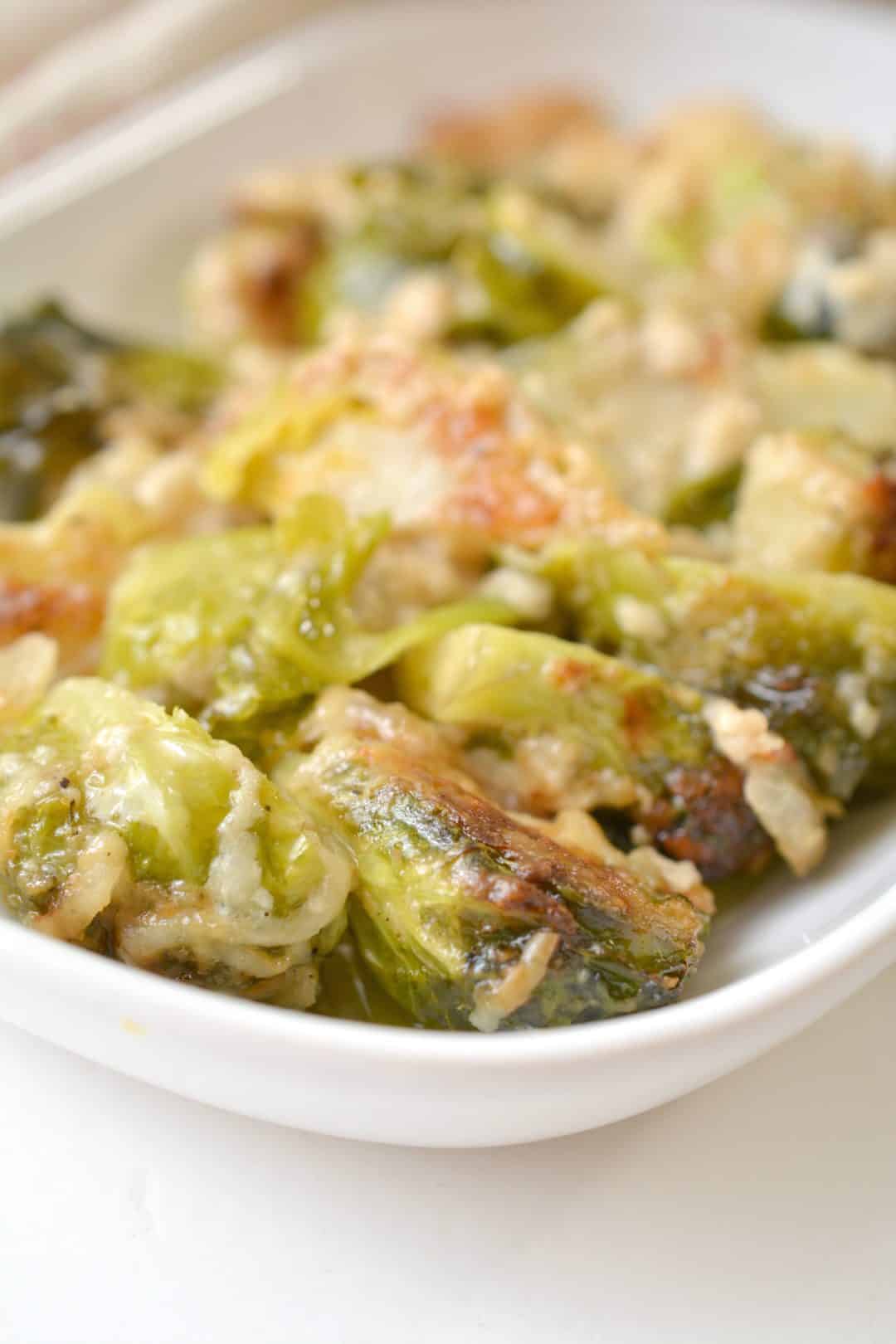 Cheesy Brussel Sprout Bake CheekyKitchen