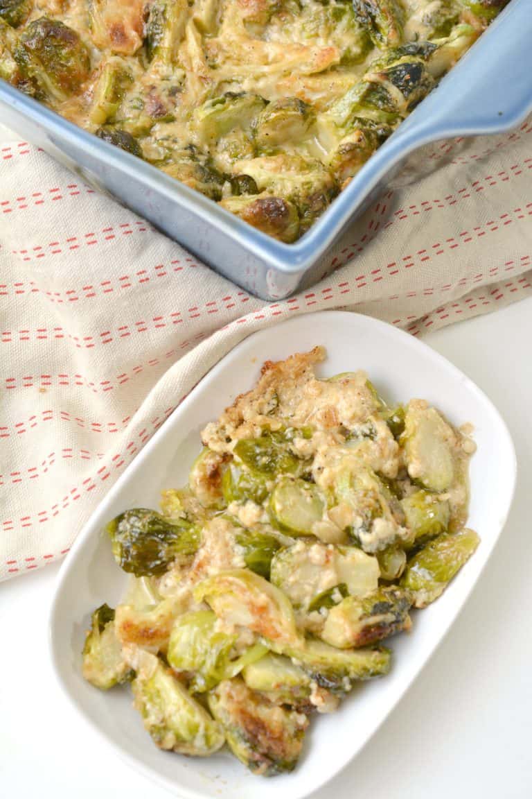 Cheesy Brussel Sprout Bake CheekyKitchen