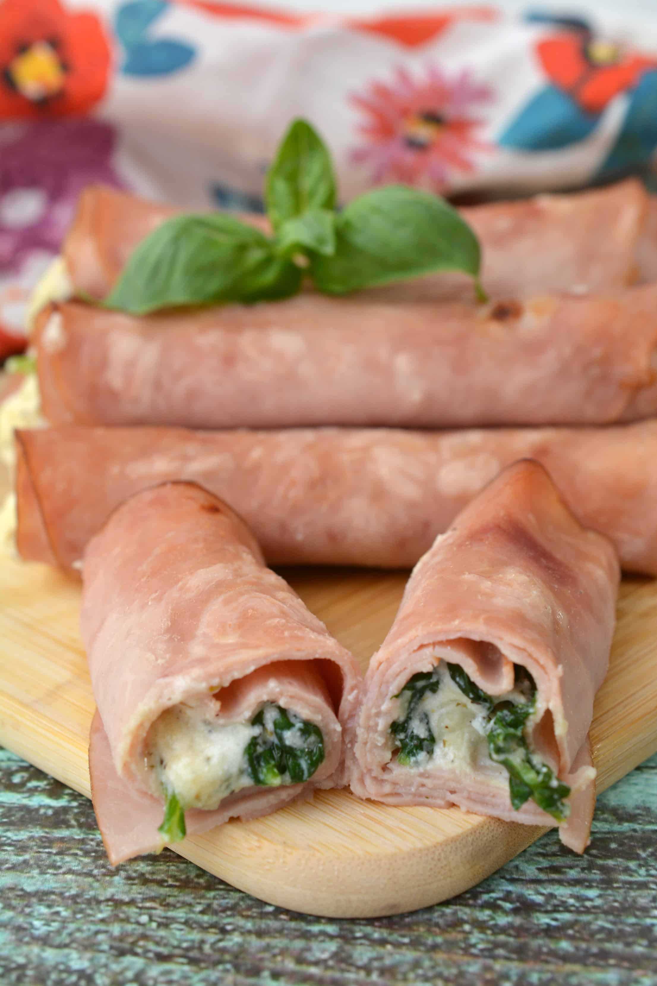 Ricotta and Spinach Baked Ham Rollups