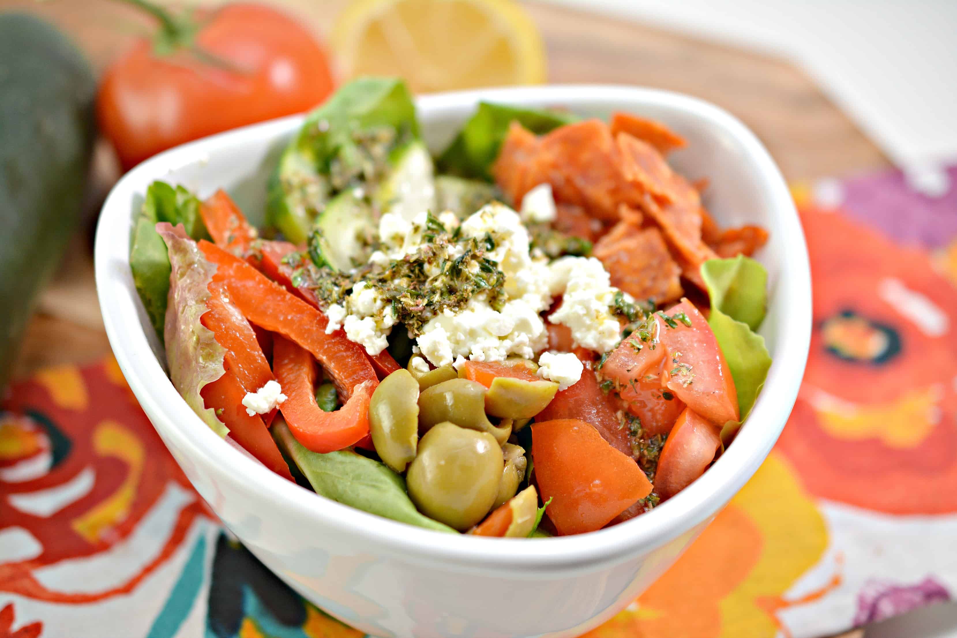 Greek Salad with Pepperoni