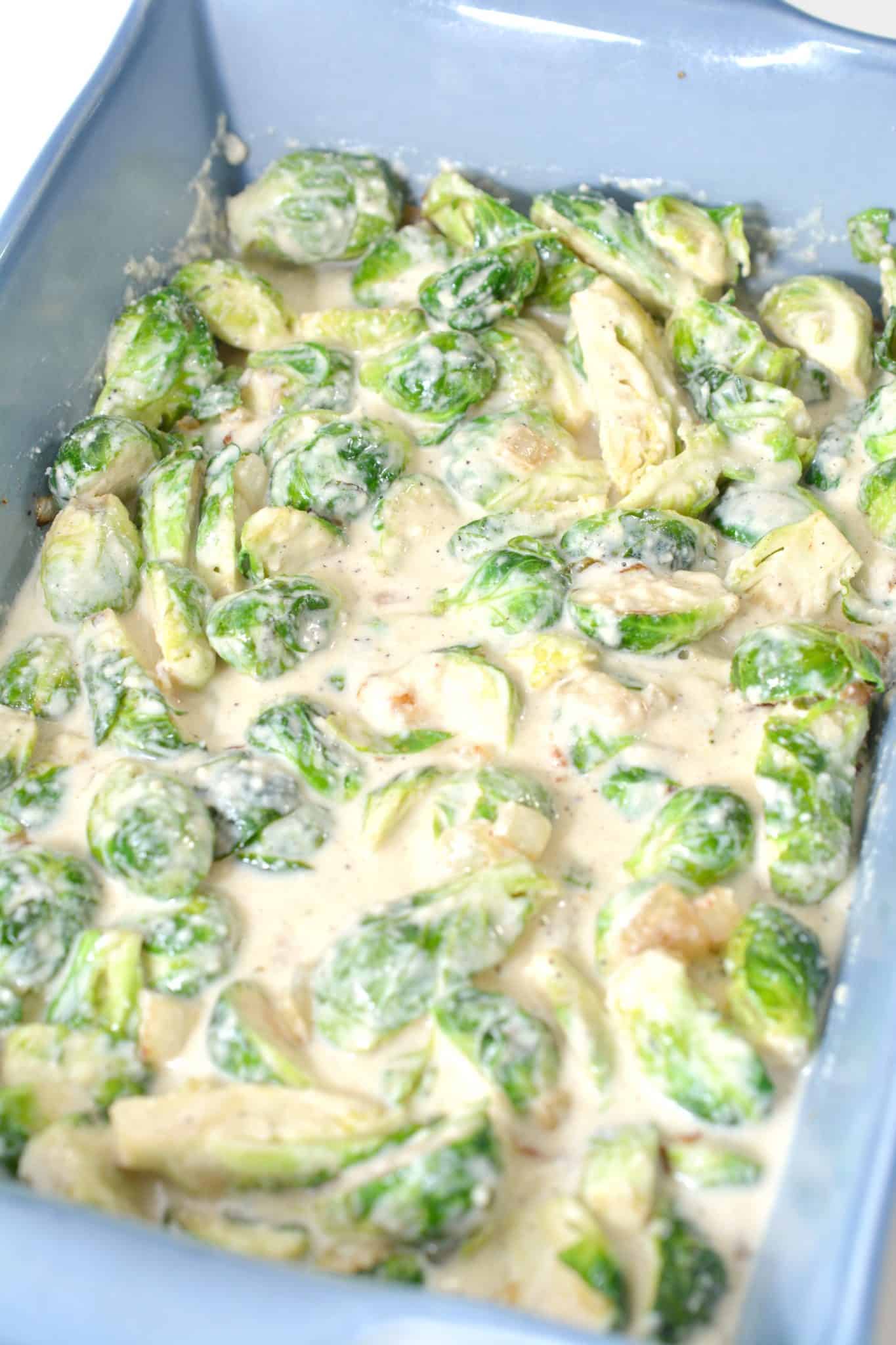 Cheesy Brussel Sprout Bake CheekyKitchen