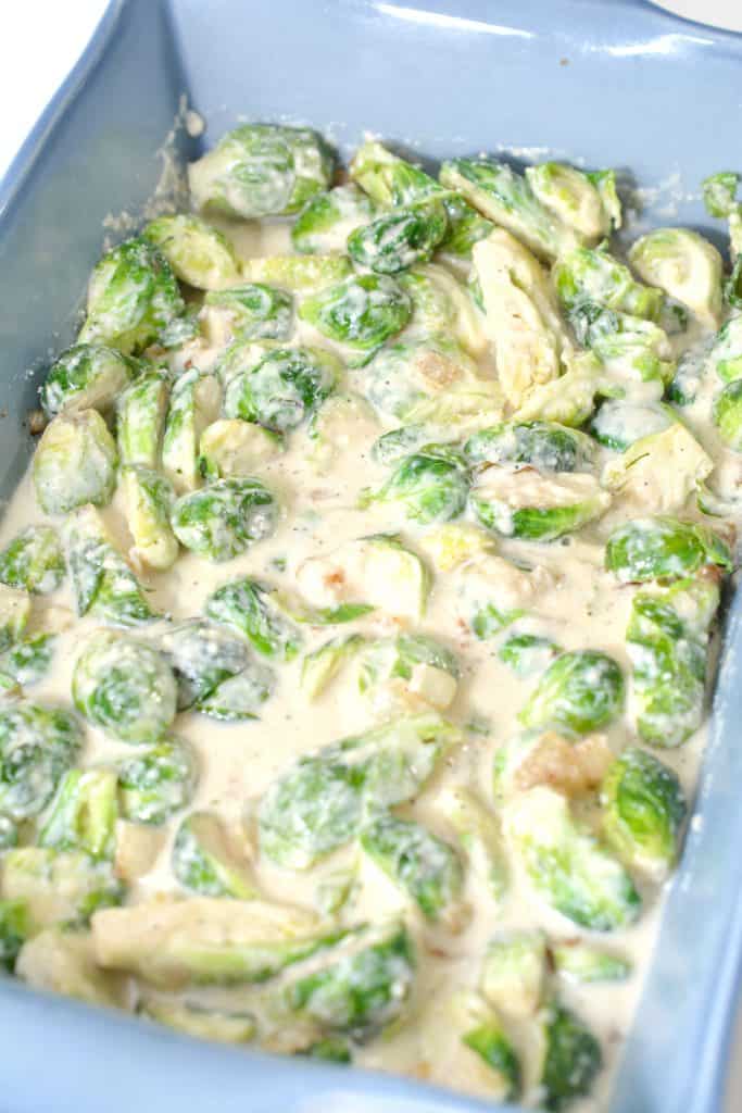 Cheesy Brussel Sprout Bake CheekyKitchen