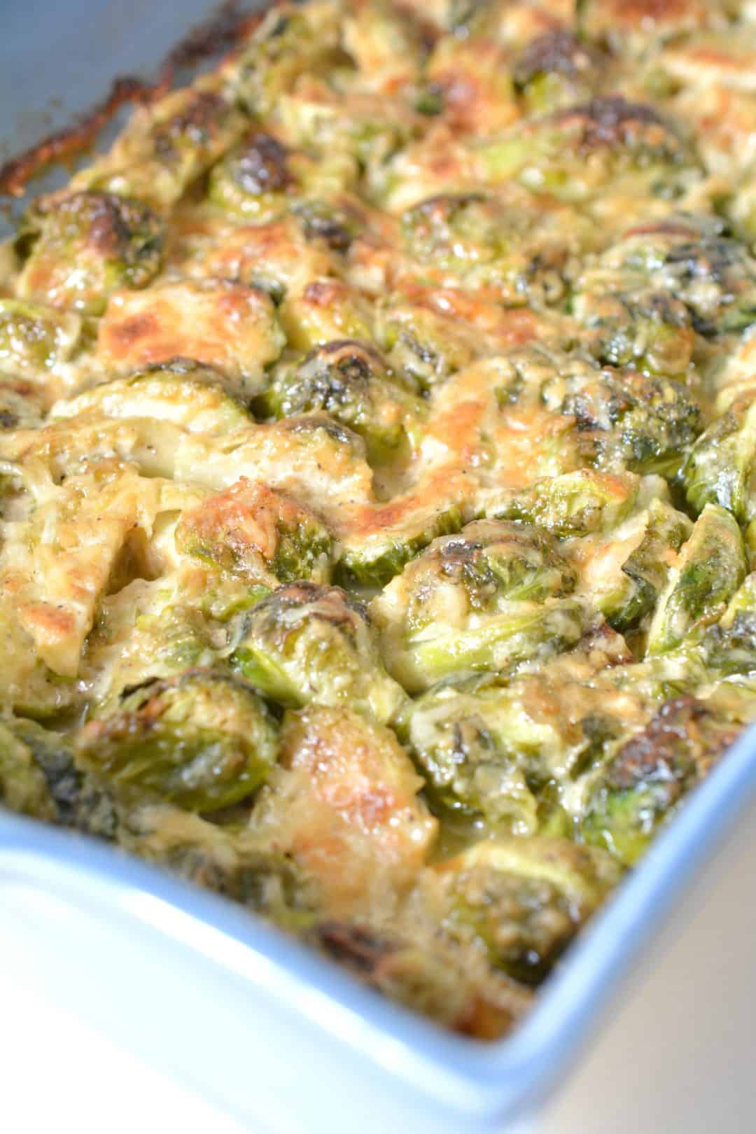 Cheesy Brussel Sprout Bake CheekyKitchen