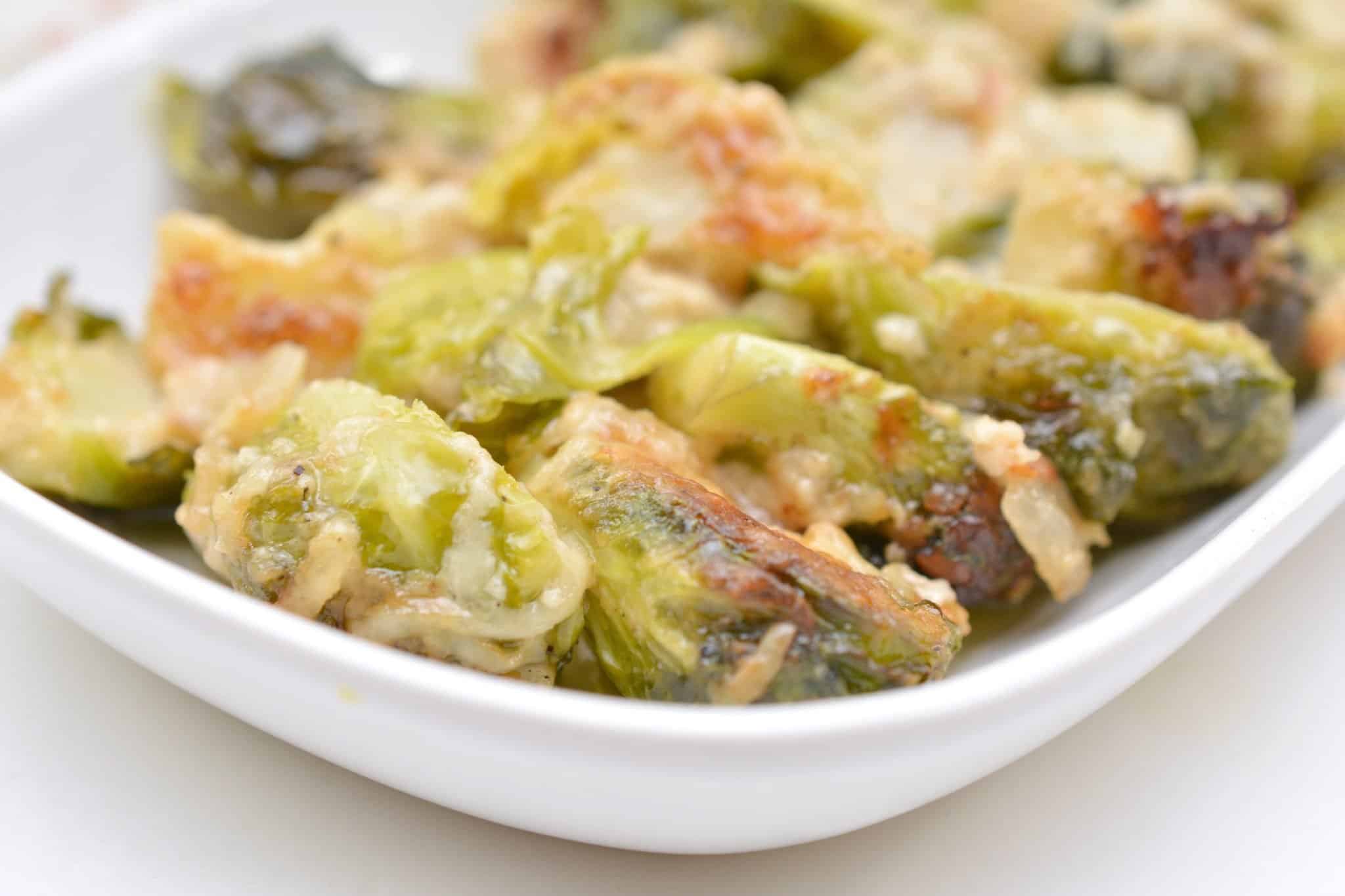 Cheesy Brussel Sprout Bake CheekyKitchen