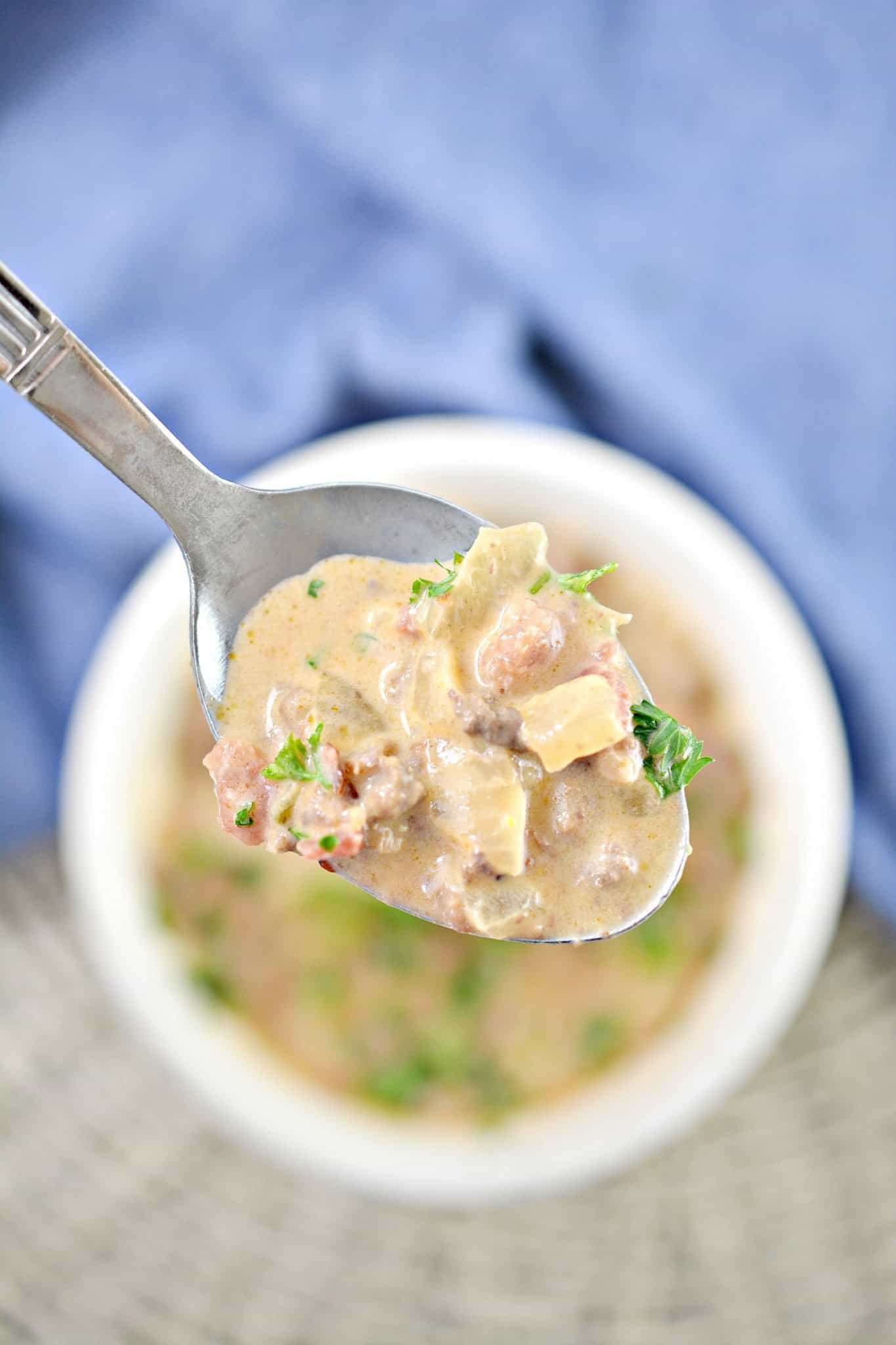 Bacon Cheeseburger Soup CheekyKitchen