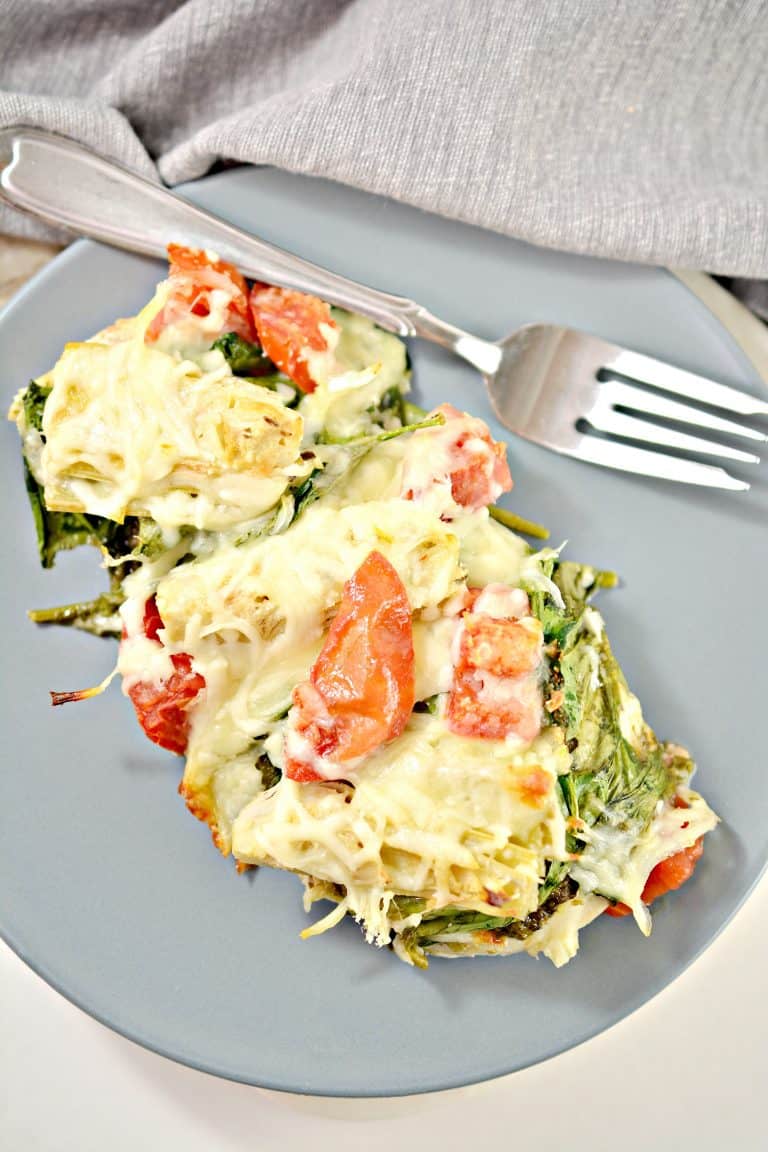 Pesto Spinach Artichoke Chicken Bake CheekyKitchen