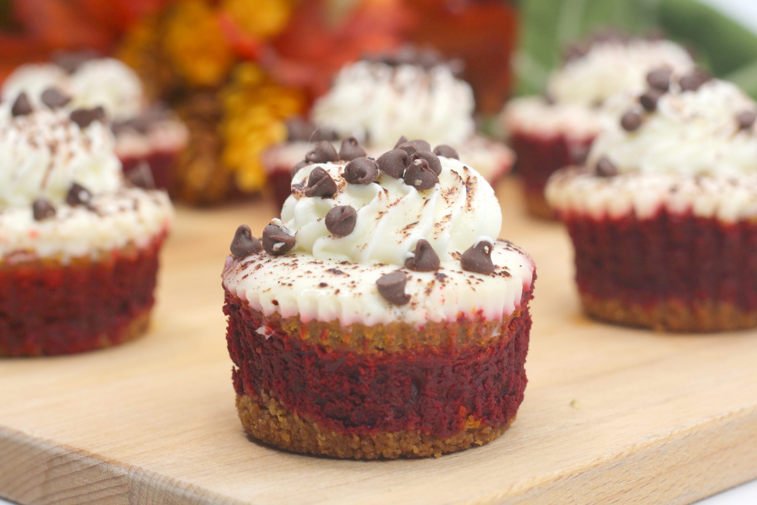 Red Velvet Pumpkin Cheesecake Cupcakes