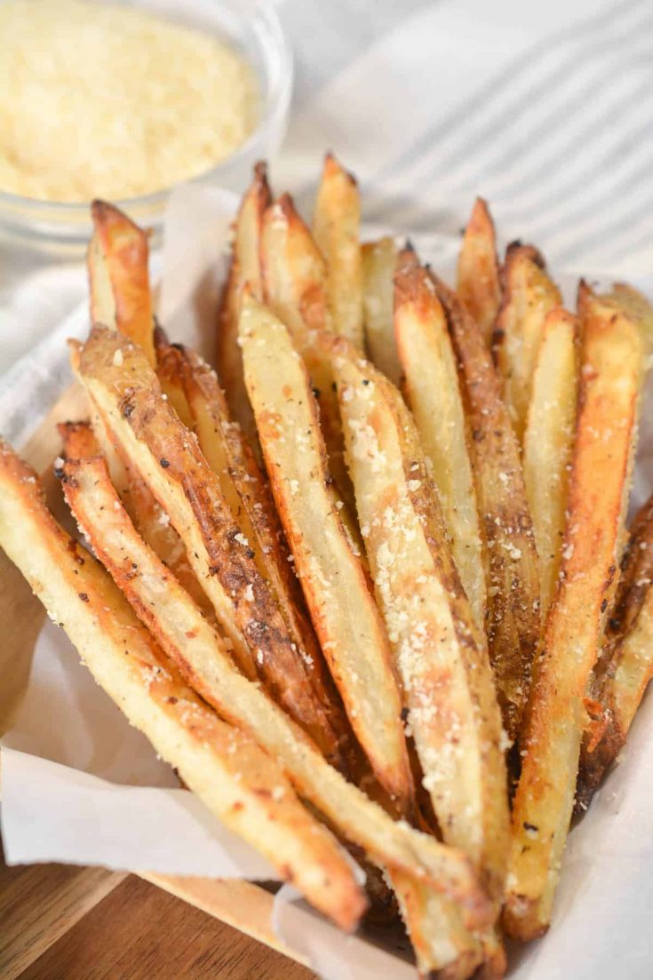 Baked Garlic Parmesan Fries CheekyKitchen