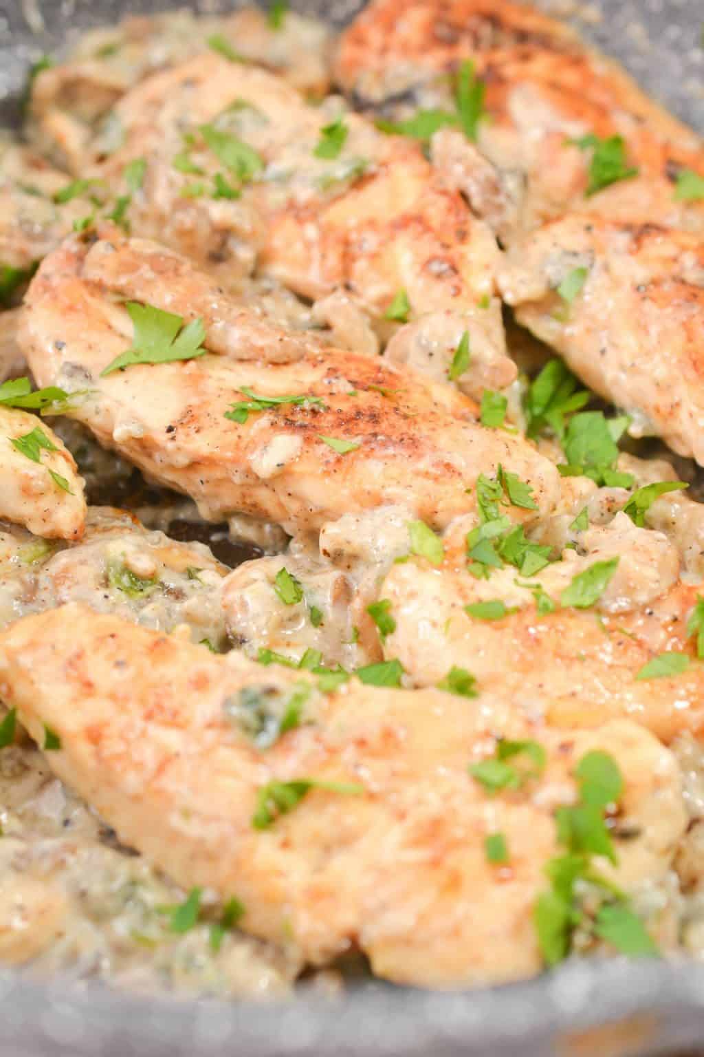 Chicken Breasts with Mushroom Cream Sauce CheekyKitchen