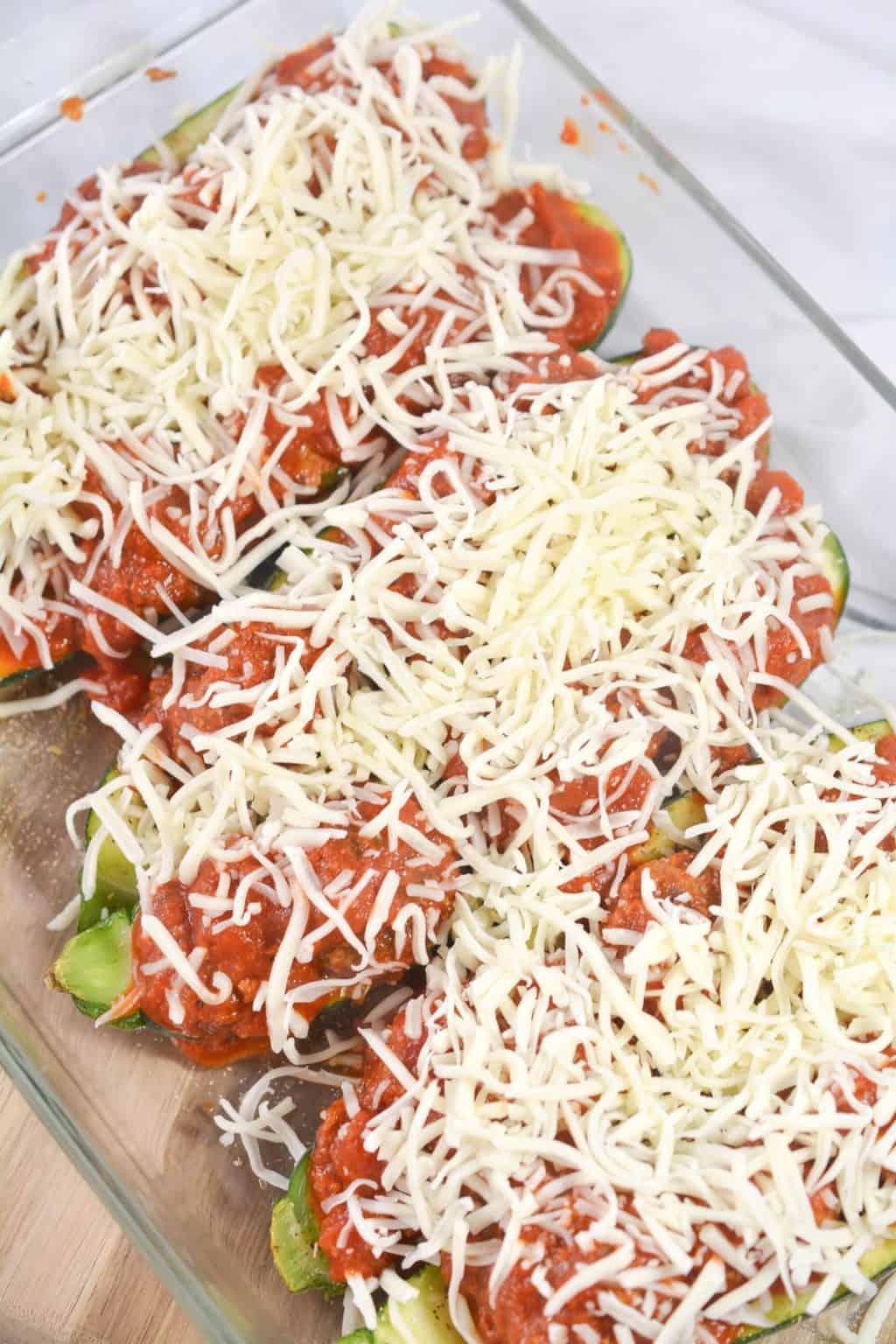 Meatball Zucchini Boats CheekyKitchen