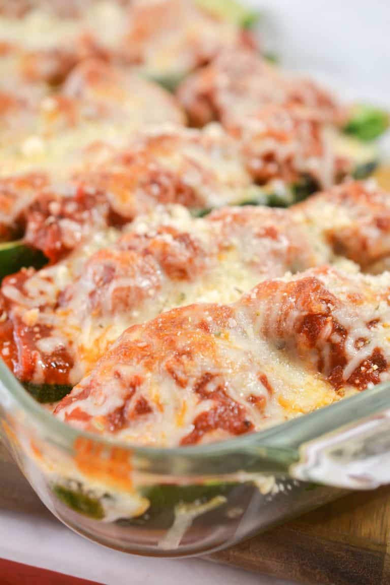 Meatball Zucchini Boats CheekyKitchen