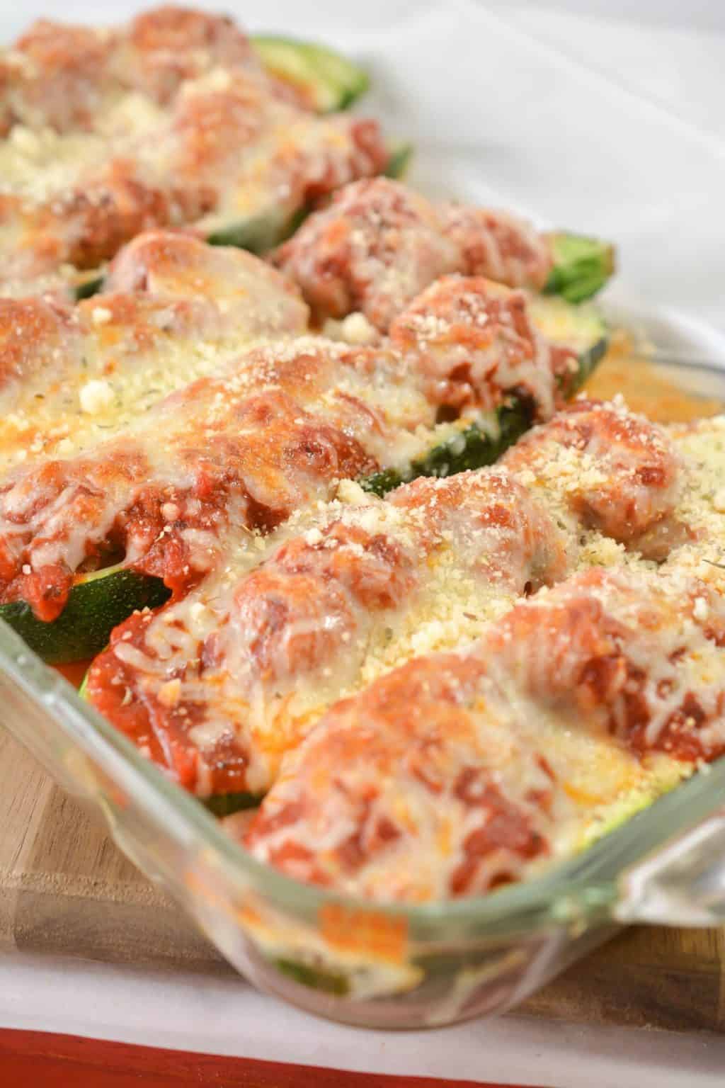 Meatball Zucchini Boats CheekyKitchen