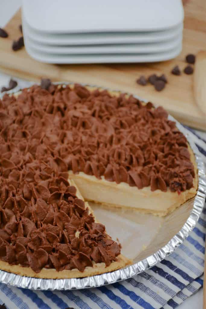 NoBake Cream Cheese Peanut Butter Pie with Chocolate Whipped Cream