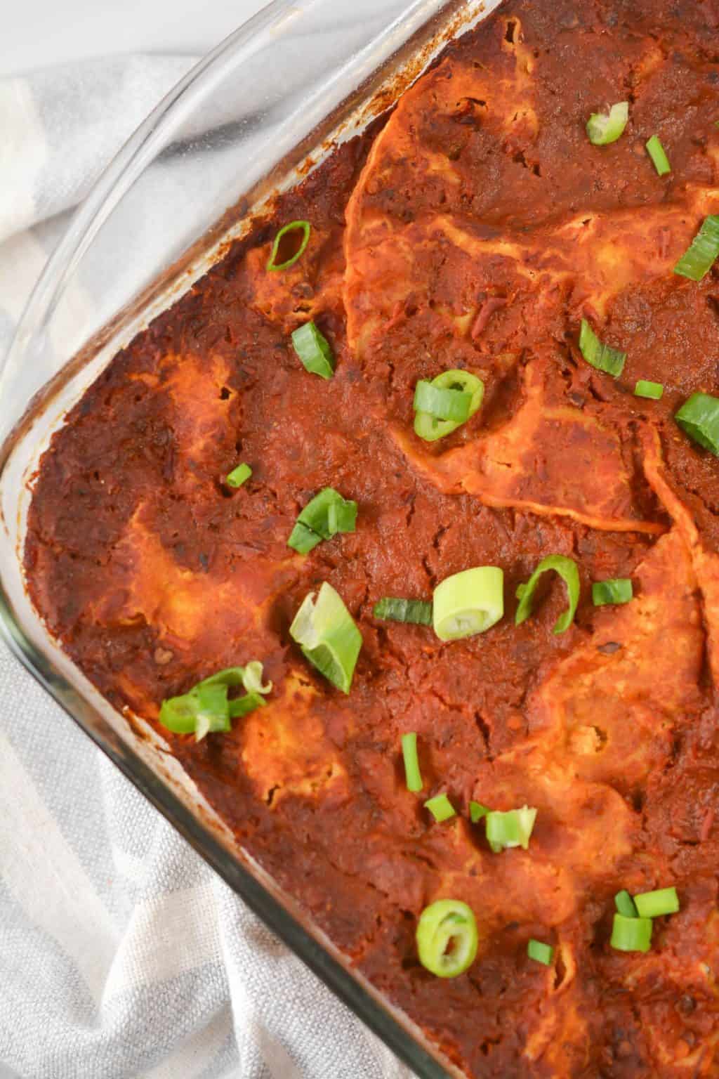 Shredded Chicken Enchilada Casserole CheekyKitchen