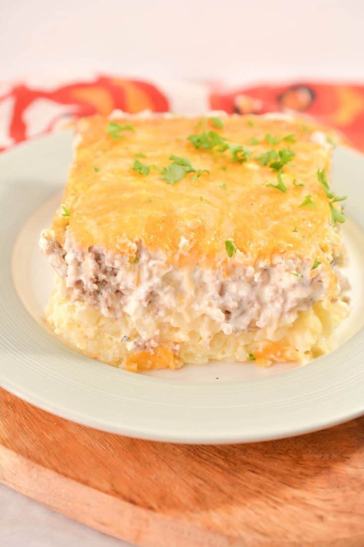Sausage, Egg and Cream Cheese Hashbrown Casserole CheekyKitchen