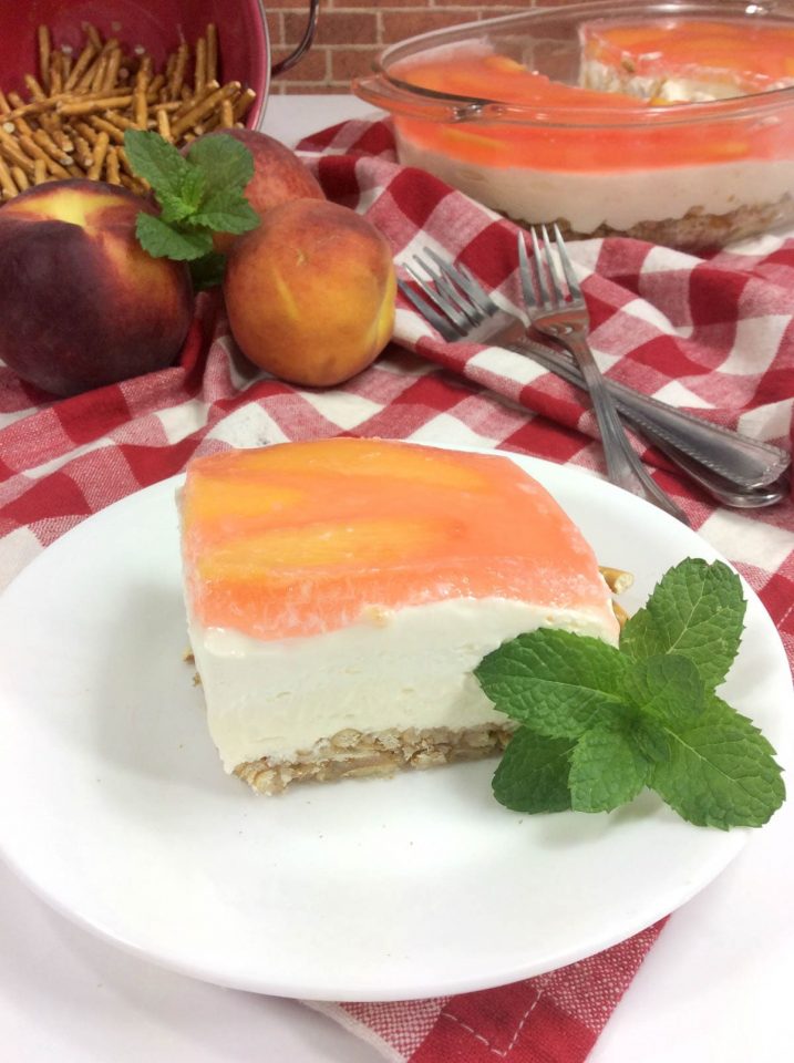 Pretzel Peach Jello Salad CheekyKitchen
