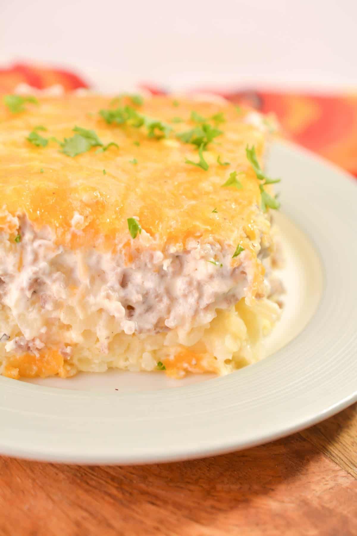 Sausage, Egg and Cream Cheese Hashbrown Casserole