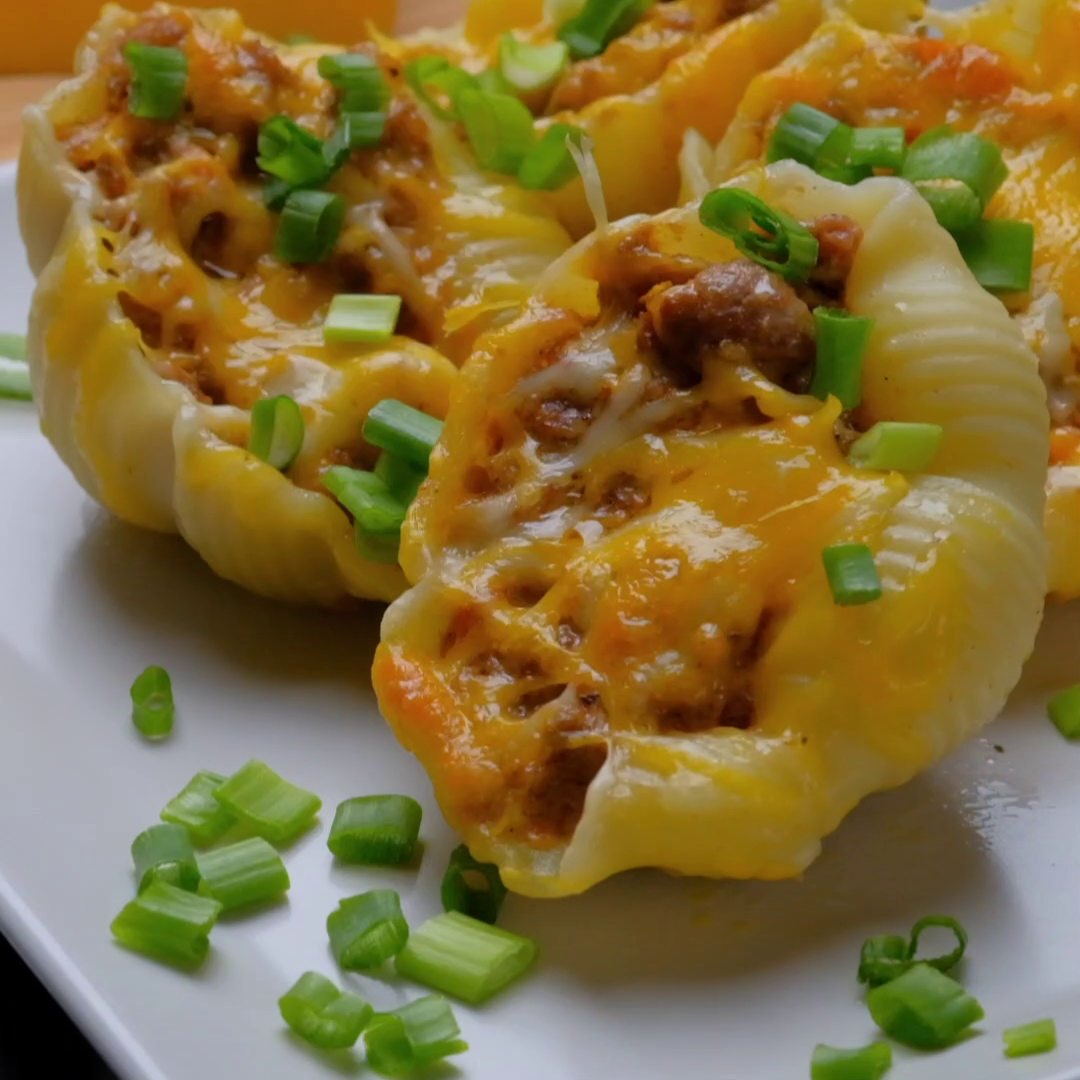 Easy Taco Stuffed Shells with Homemade Queso - Restless Chipotle