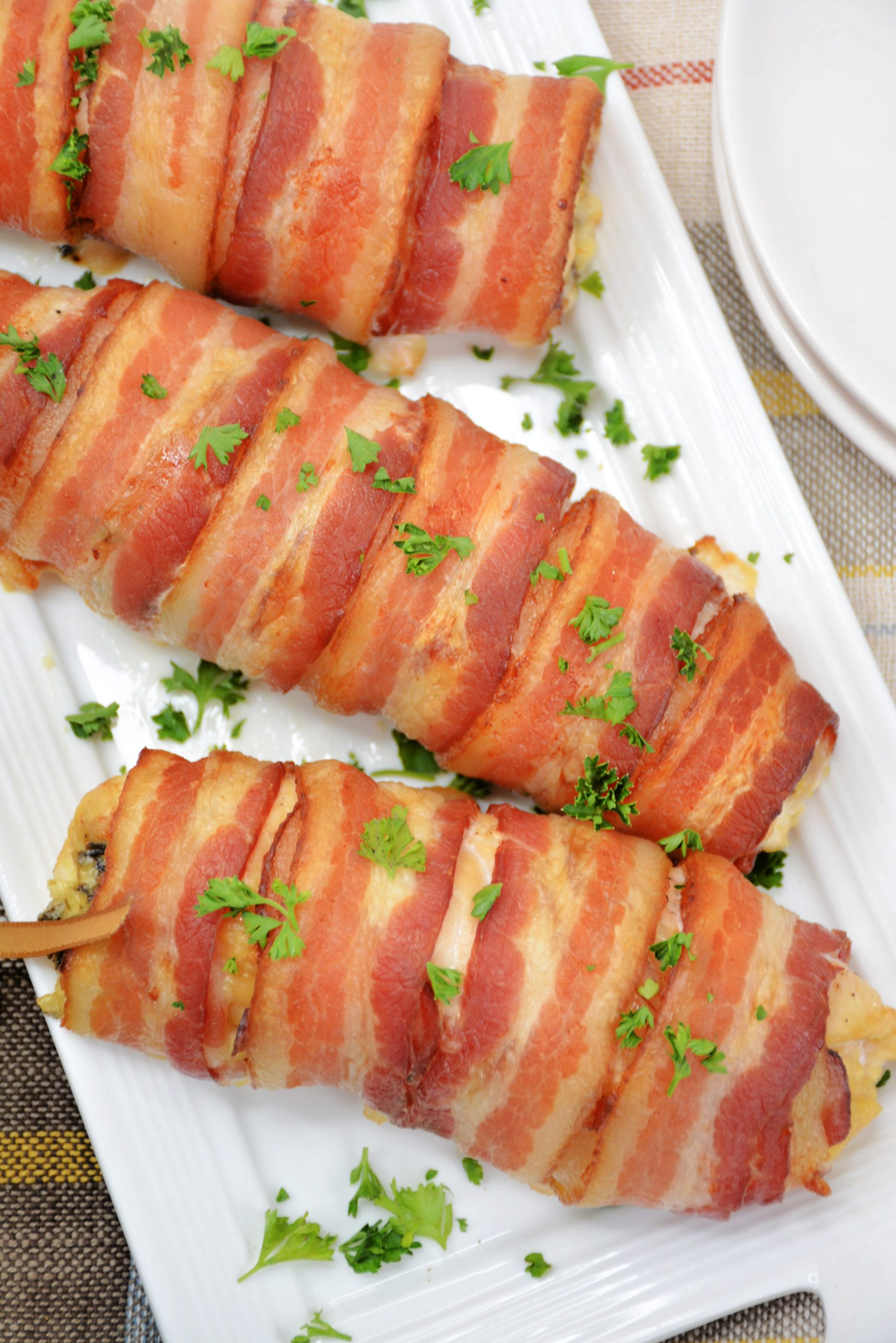 Bacon wrapped stuffed chicken 