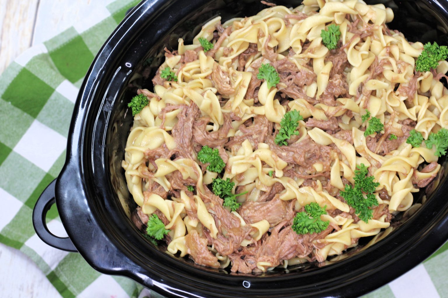 Crockpot Beef and Noodles CheekyKitchen