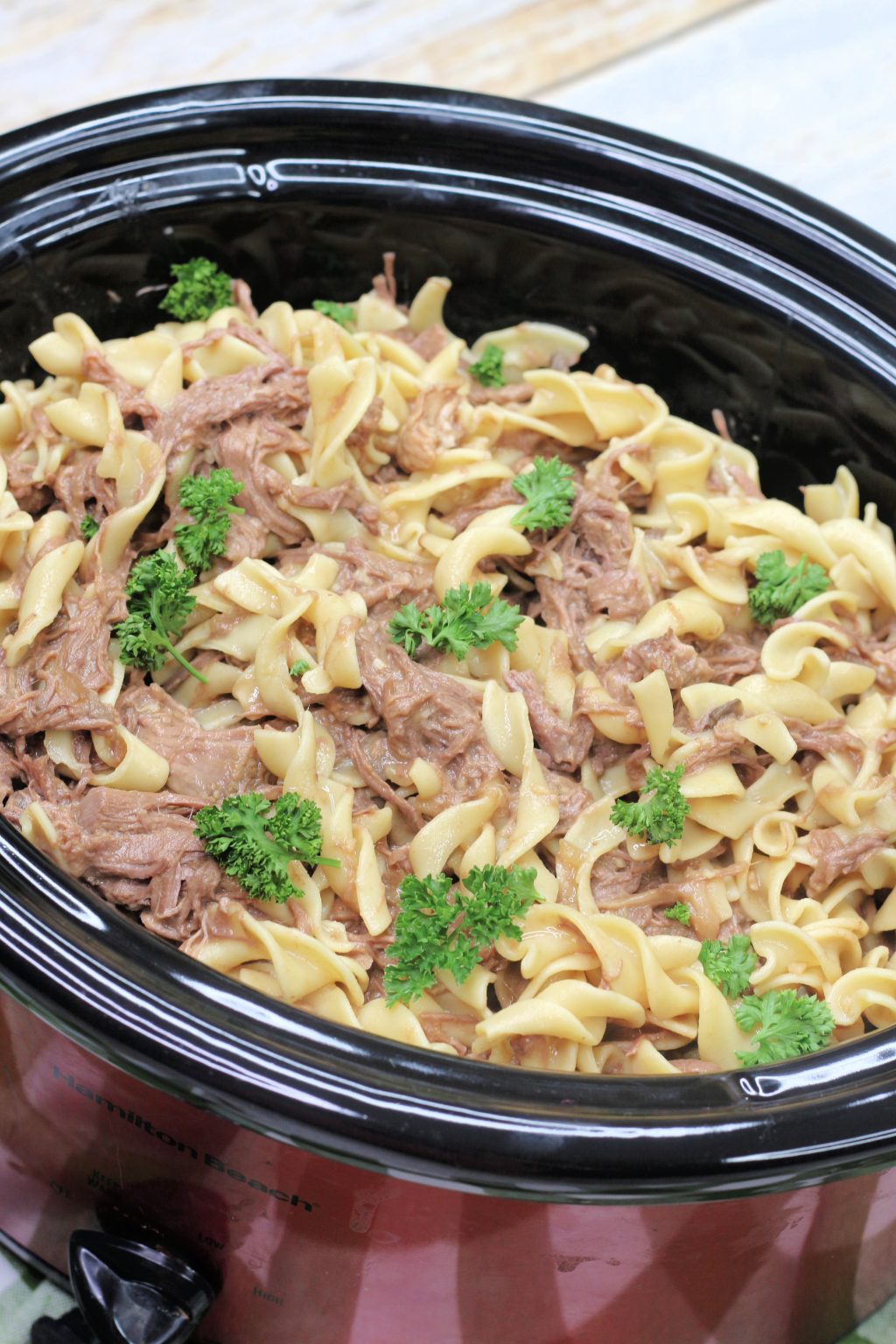 Crockpot Beef and Noodles CheekyKitchen