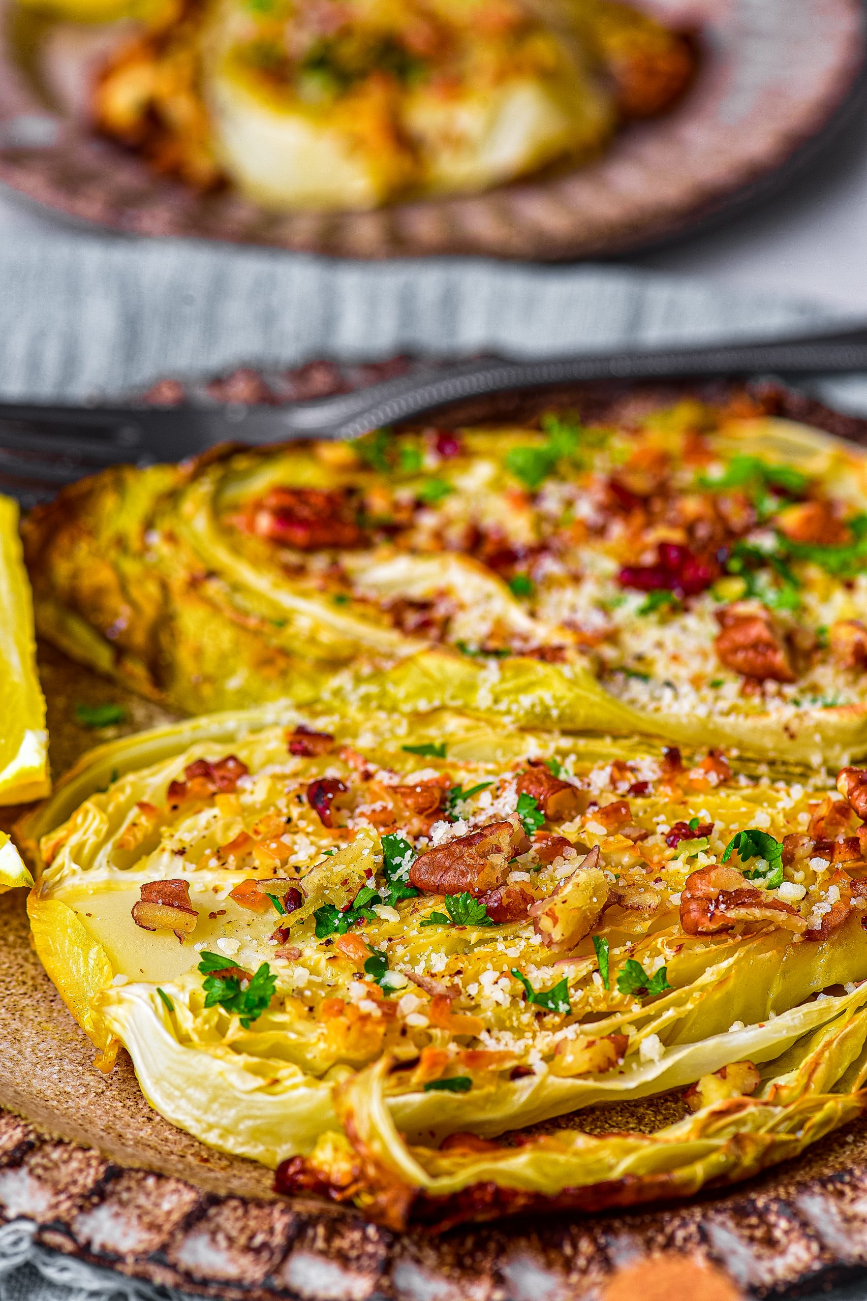 baked cabbage steaks, roasted cabbage steaks, cabbage steaks recipe