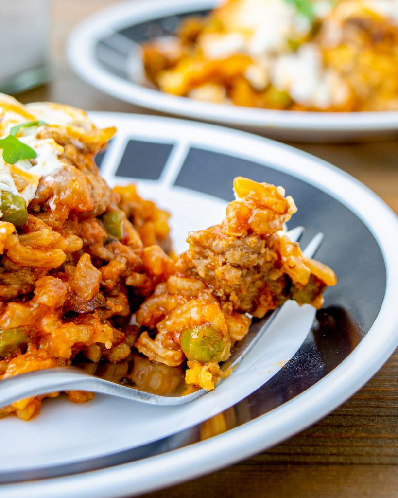 Cheesy Ground Beef Rice Casserole - CheekyKitchen