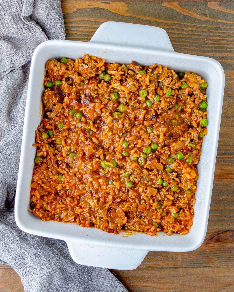 Cheesy Ground Beef Rice Casserole - CheekyKitchen