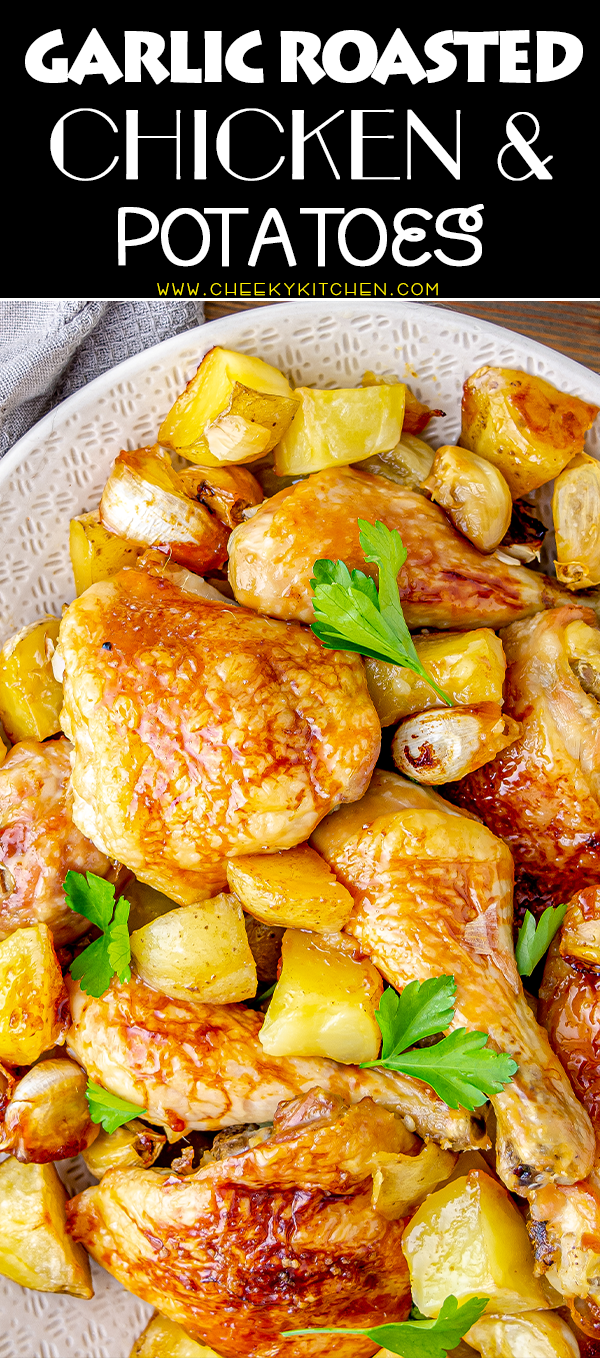 Garlic Roasted Chicken and Potatoes on Pinterest