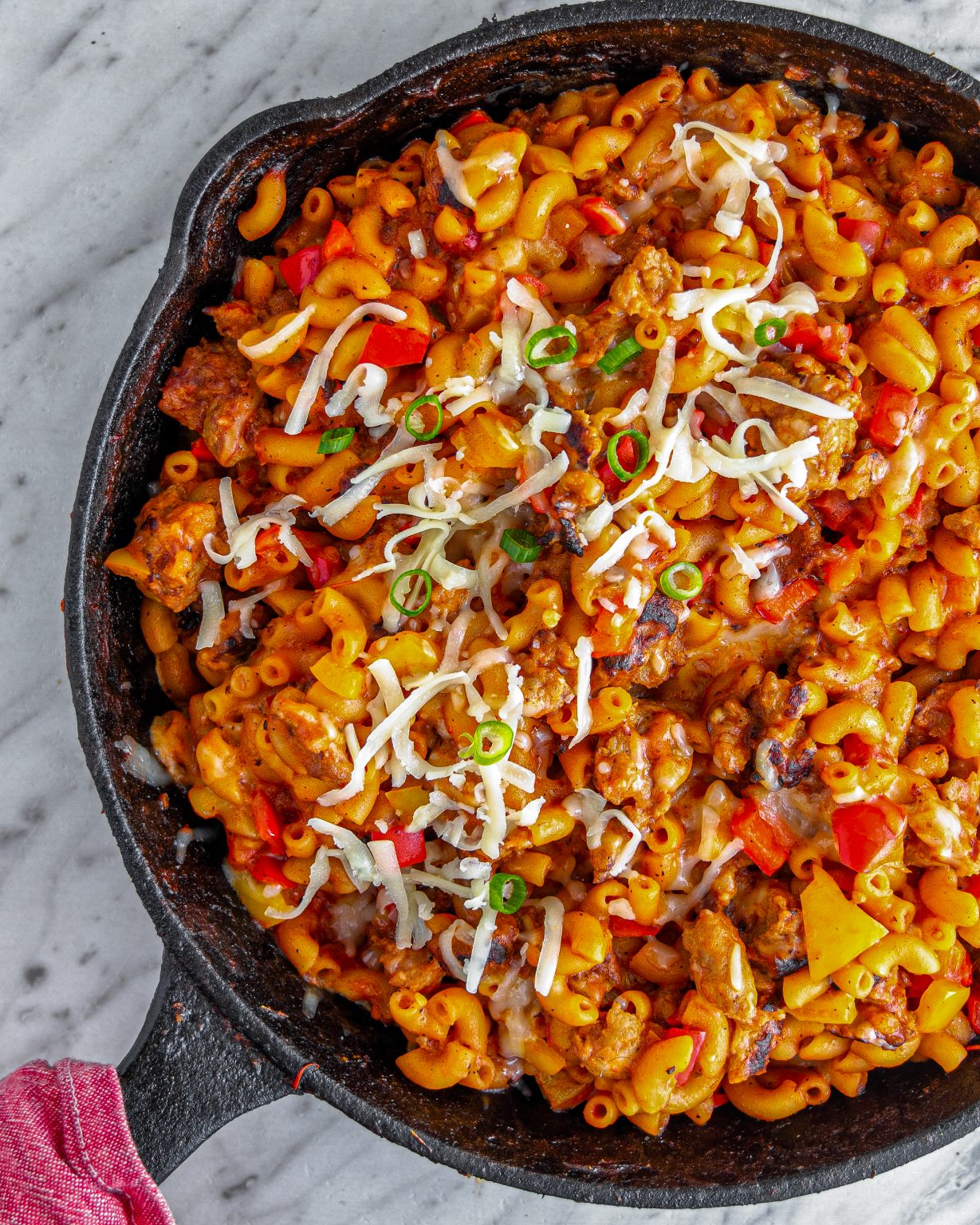 Skillet Mac and Cheese with Sausage and Bell Peppers CheekyKitchen