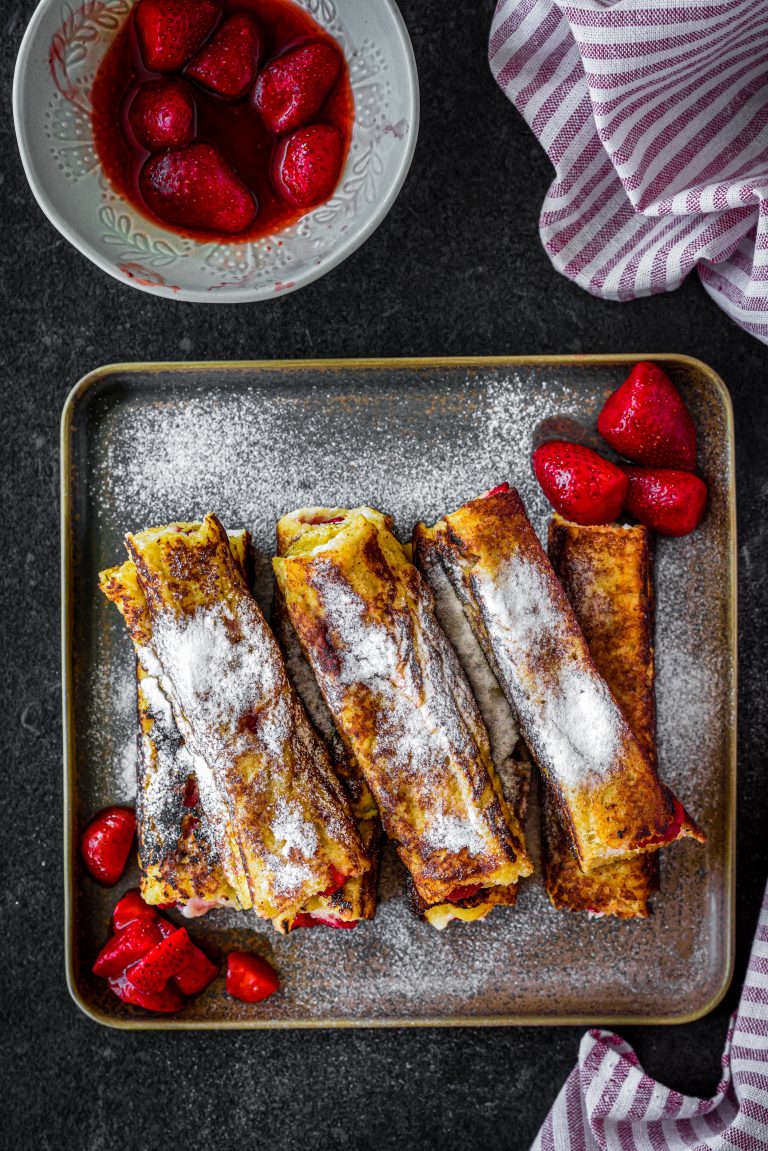 Strawberry Cheesecake French Toast Roll Ups CheekyKitchen
