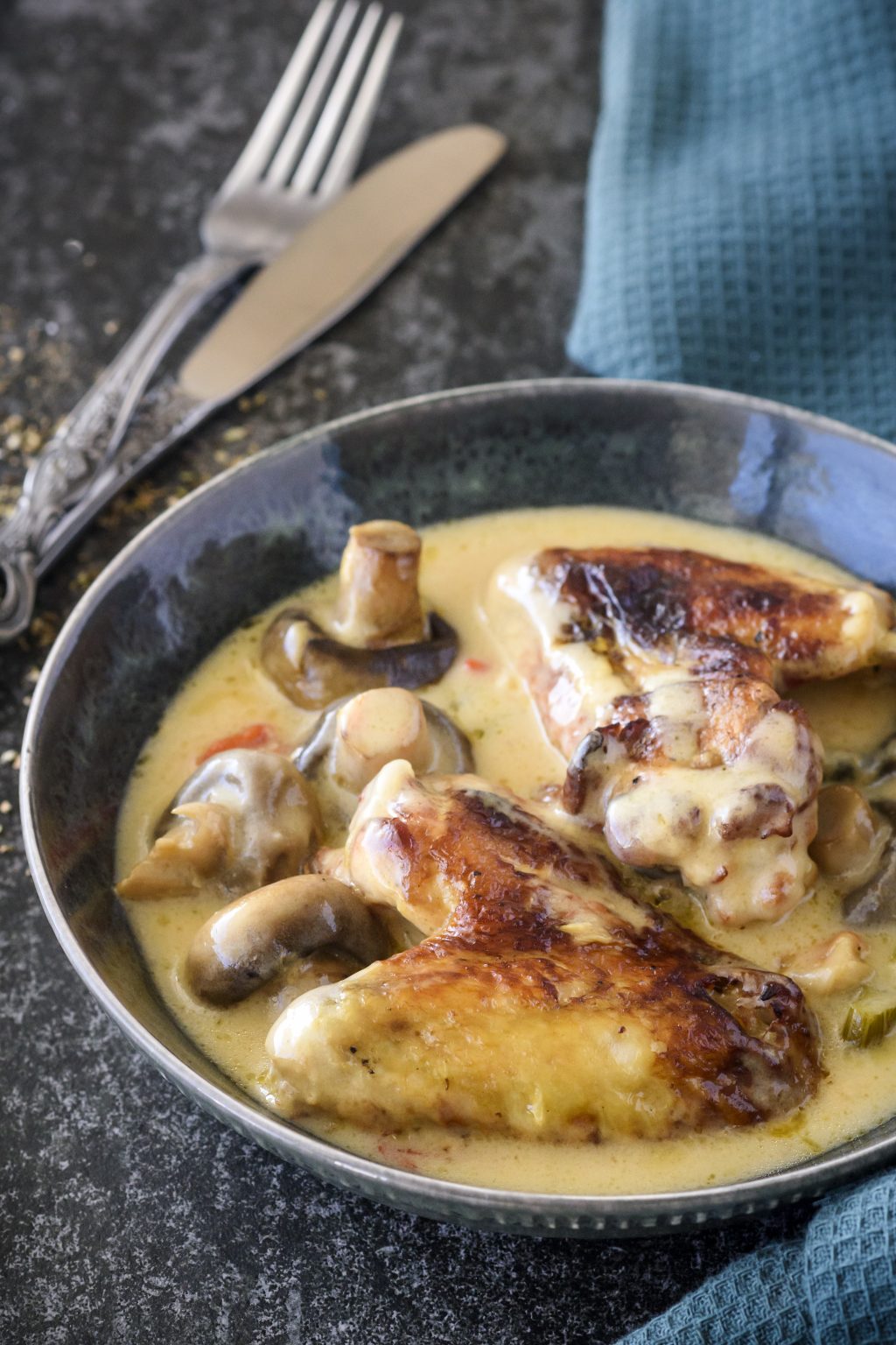Chicken with Mushroom Gravy Recipe CheekyKitchen