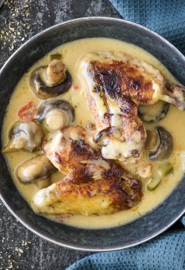 Chicken with Mushroom Gravy Recipe - CheekyKitchen