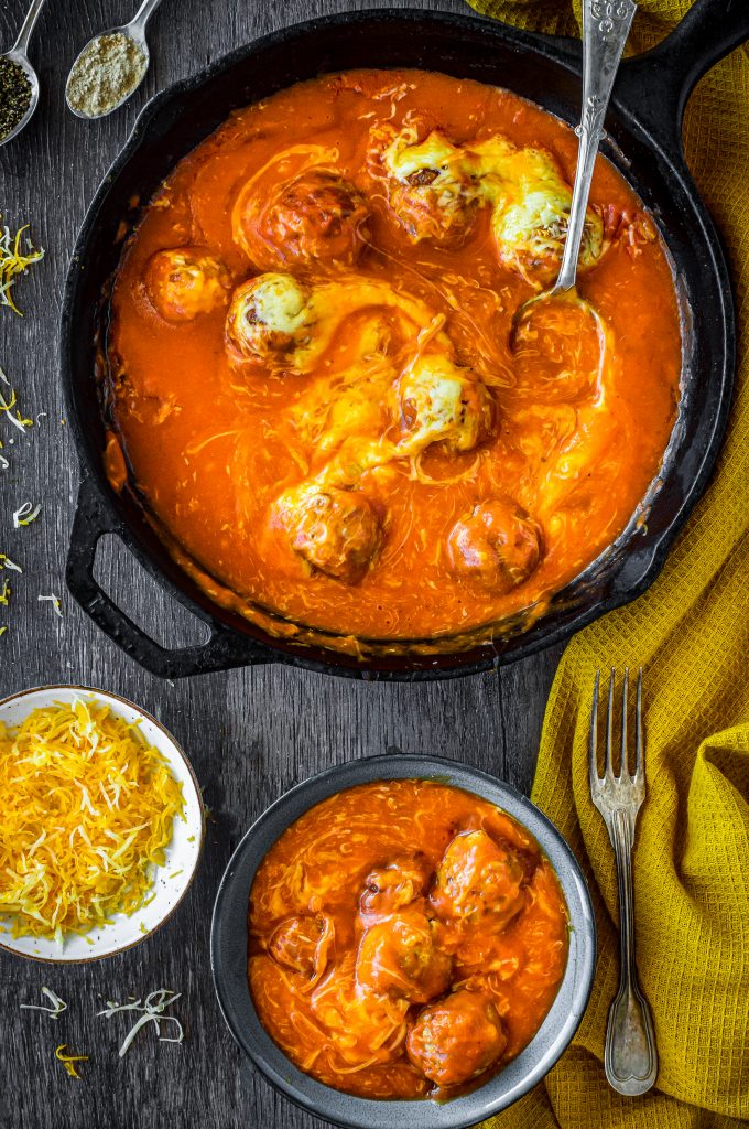 Cheesy Enchilada Meatballs Recipe CheekyKitchen