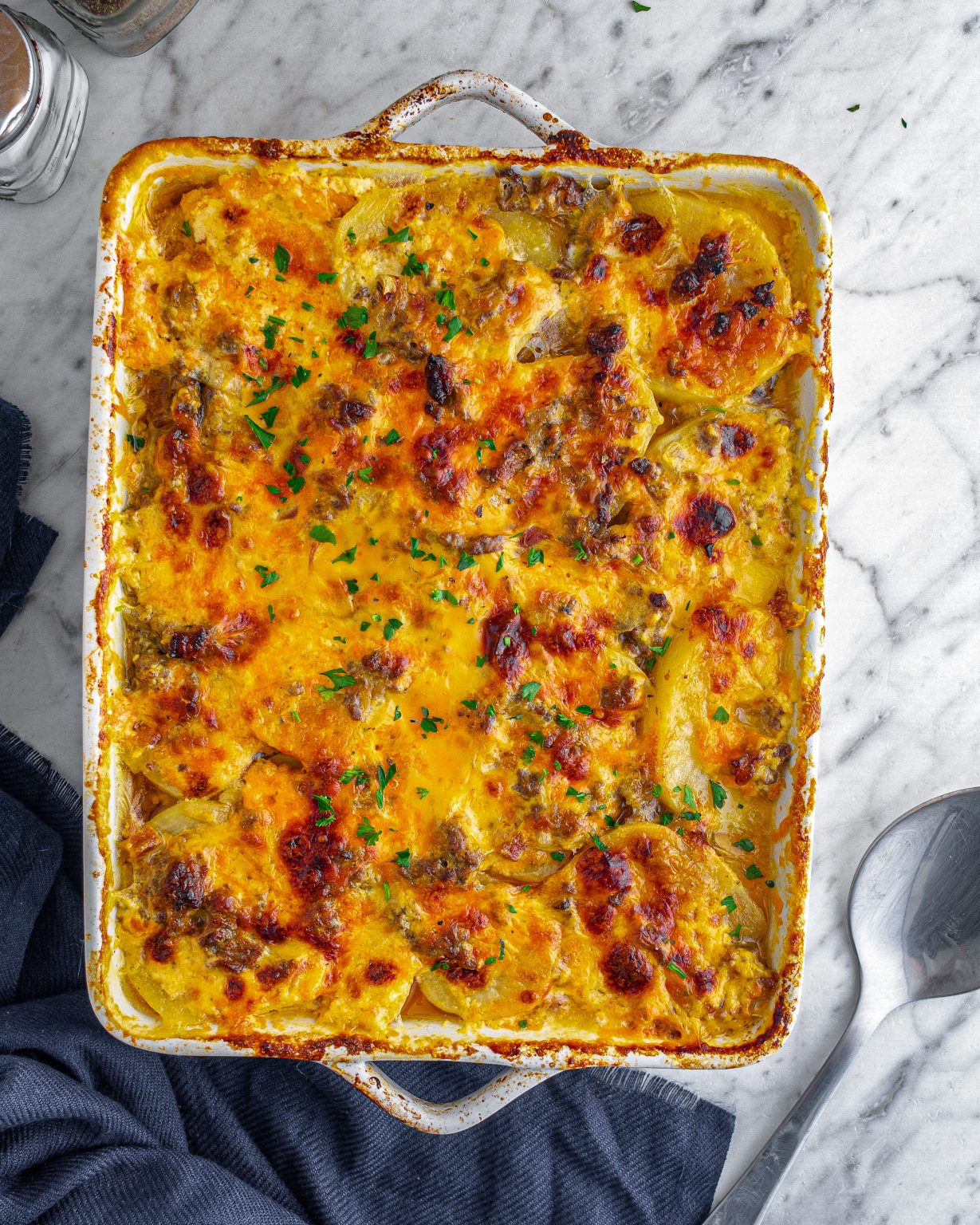 Cheesy Hamburger Potato Casserole CheekyKitchen