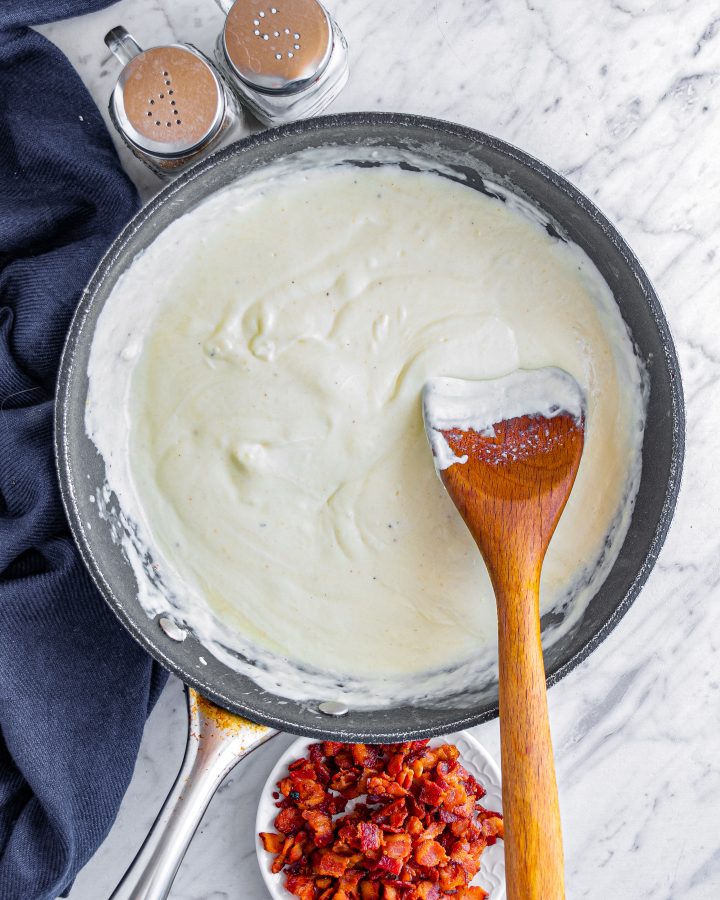 Bacon White Cheddar Pasta Recipe - CheekyKitchen