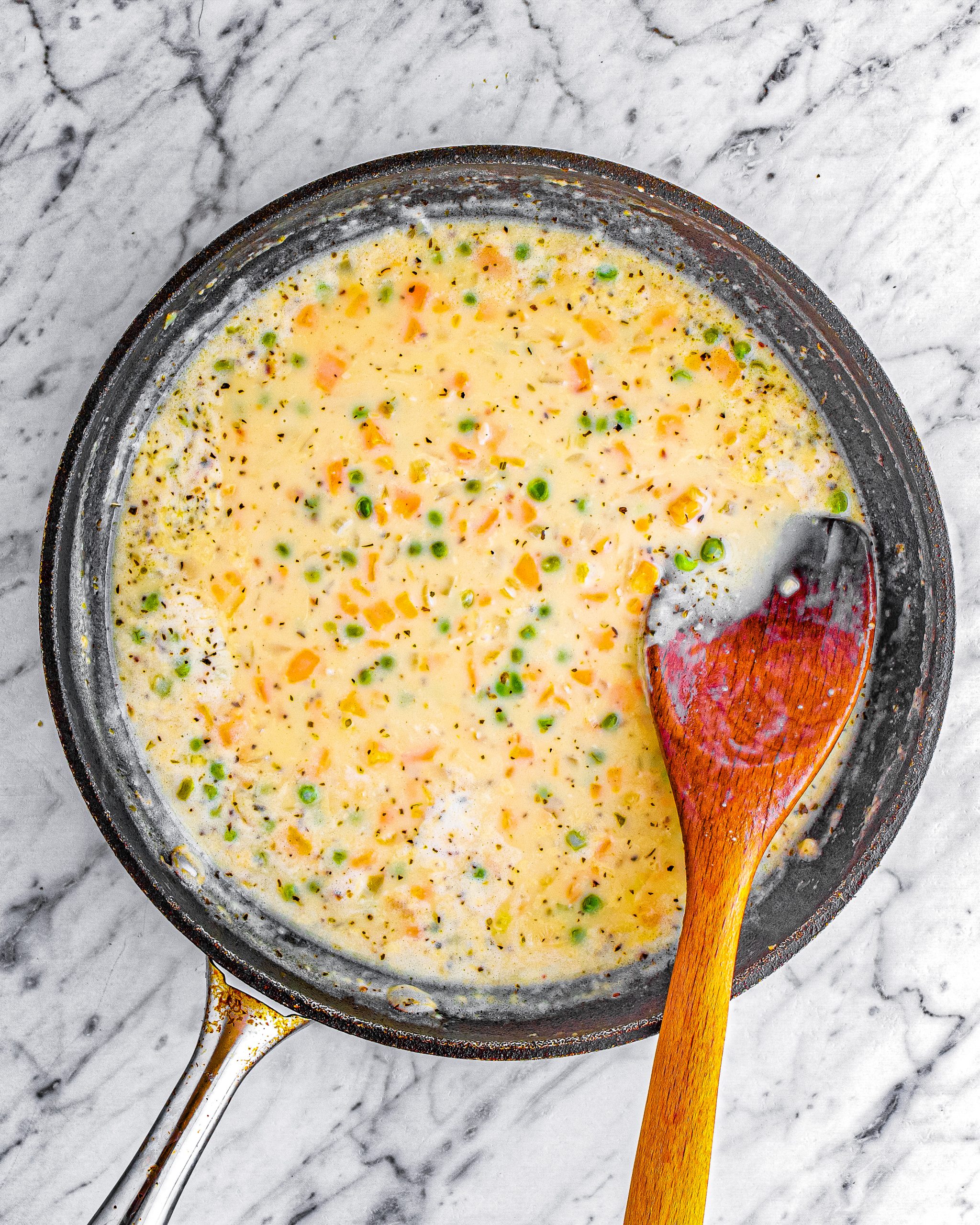 Chicken Pot Pie Noodle Skillet CheekyKitchen