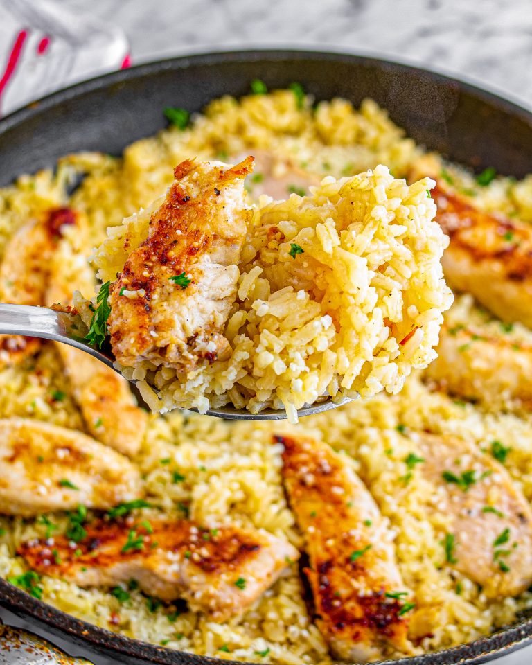 Chicken with Garlic Parmesan Rice - CheekyKitchen