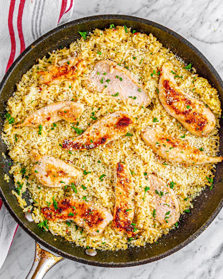 Chicken with Garlic Parmesan Rice - CheekyKitchen