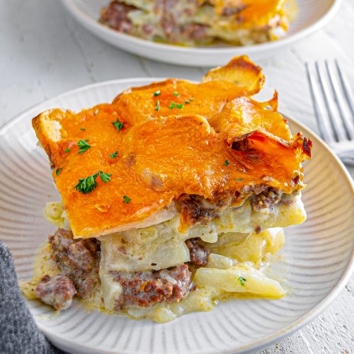 Hamburger Potato Cheese Casserole CheekyKitchen