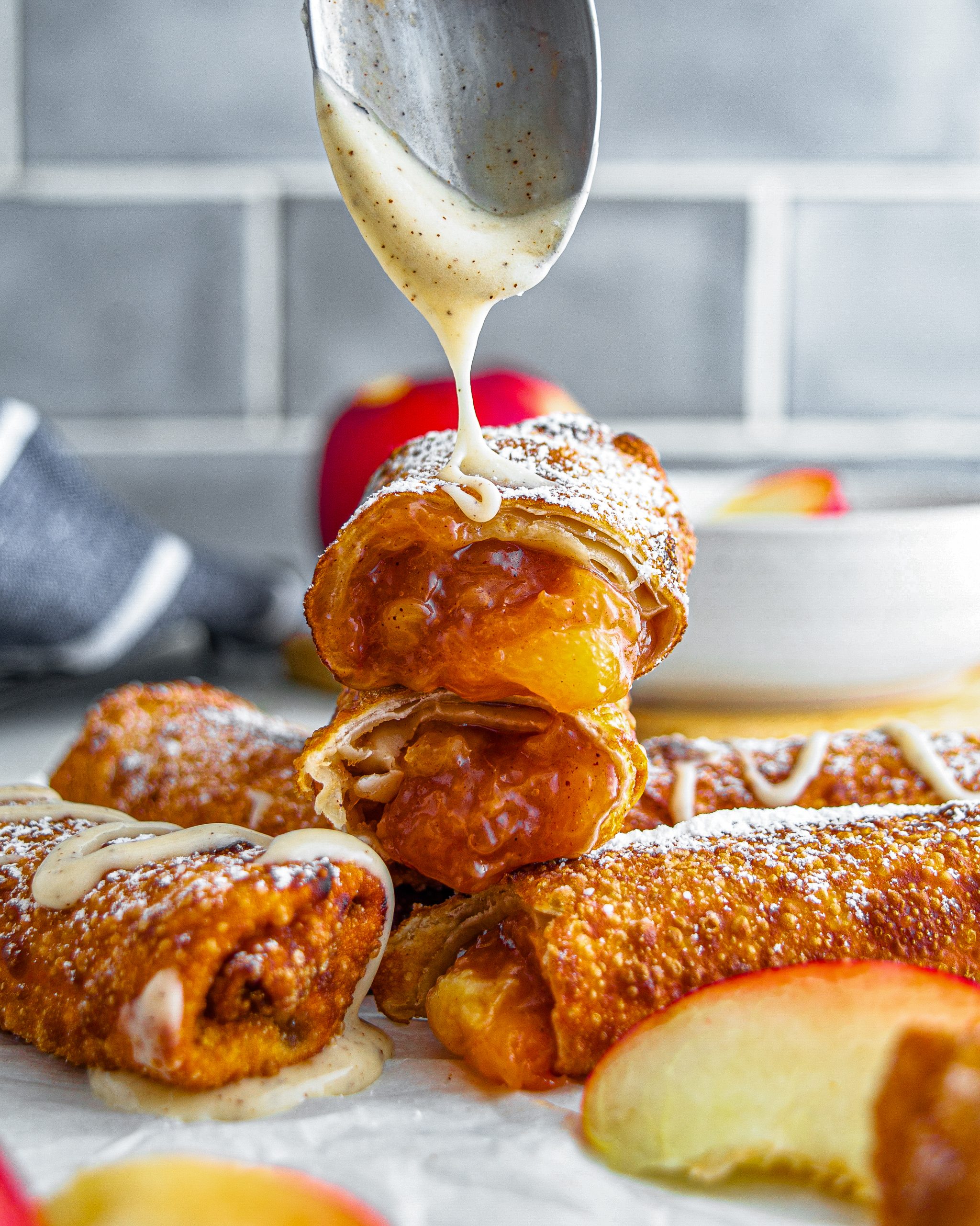 Peach Cobbler Egg Rolls CheekyKitchen