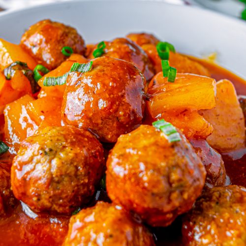 Crockpot Pineapple BBQ Meatballs CheekyKitchen