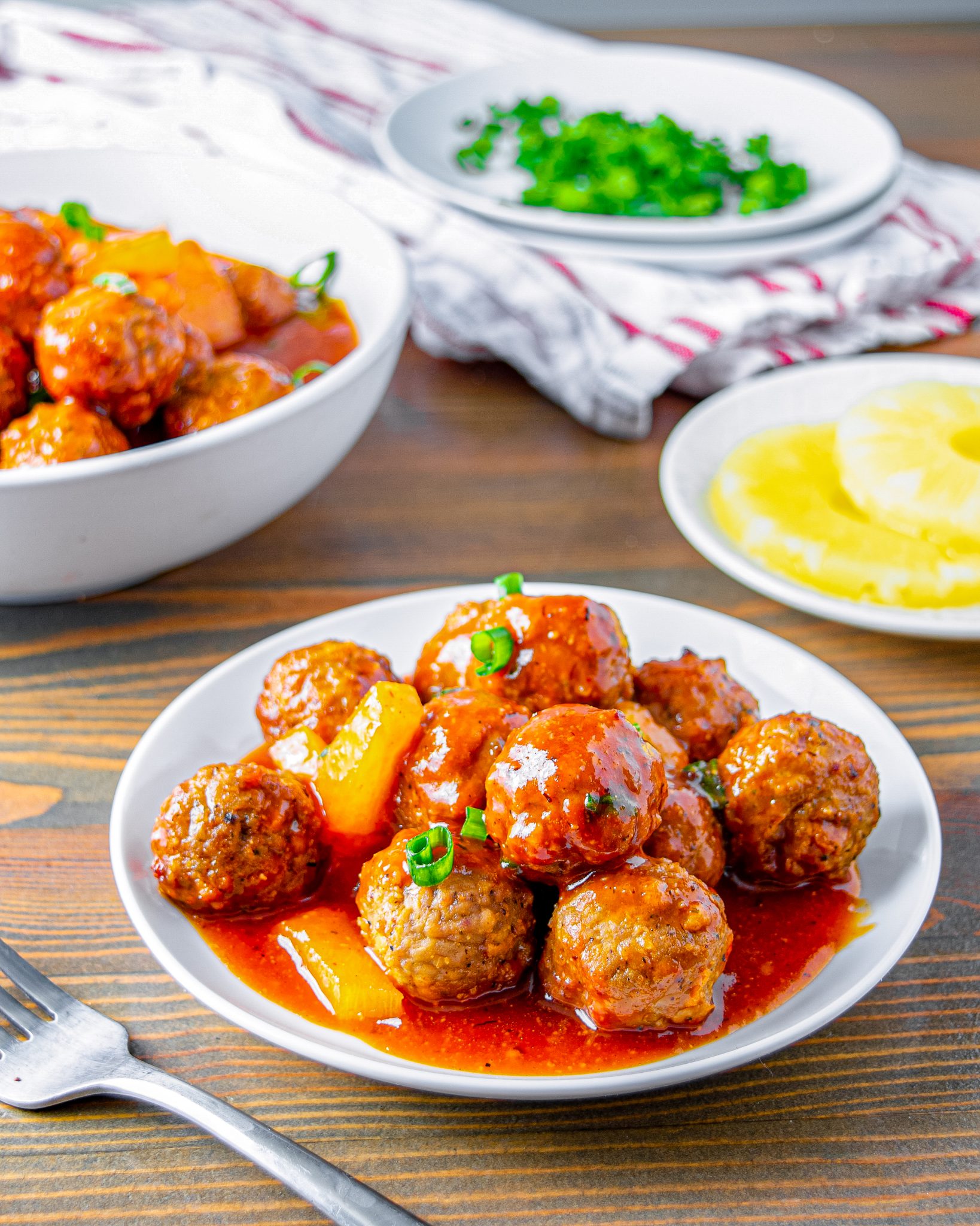Crockpot Pineapple BBQ Meatballs CheekyKitchen