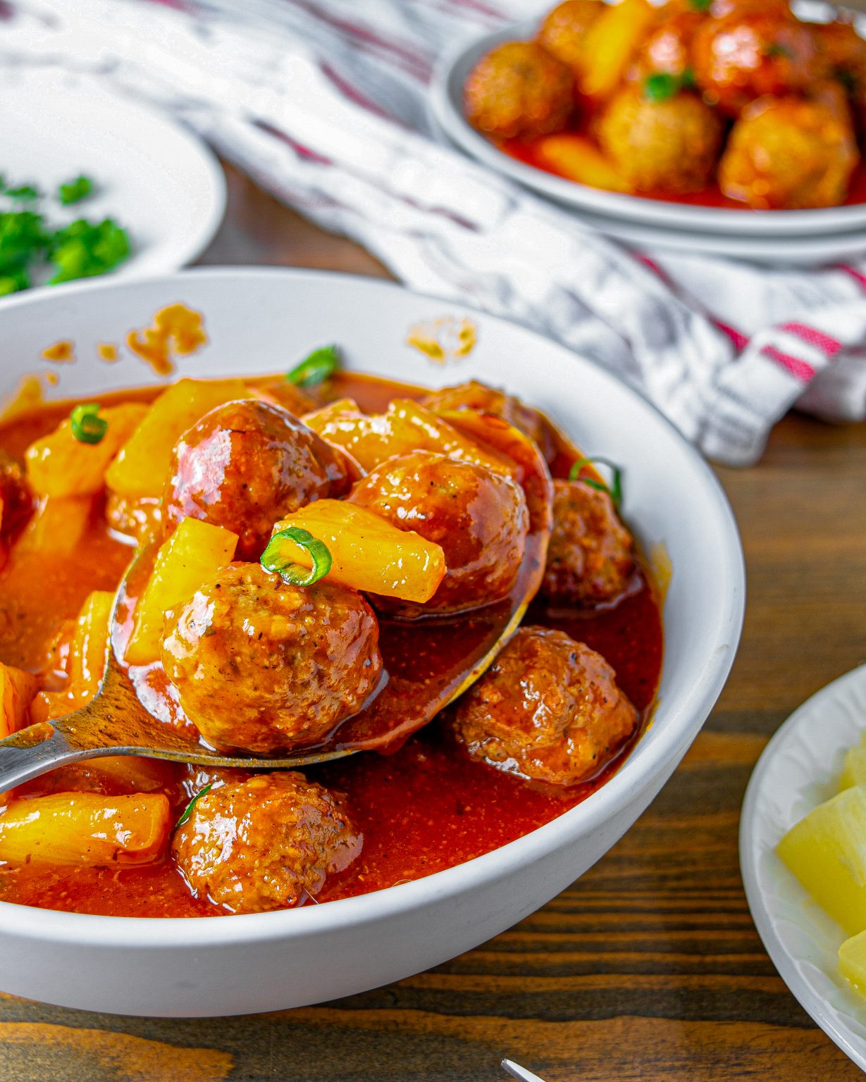 Crockpot Pineapple BBQ Meatballs CheekyKitchen