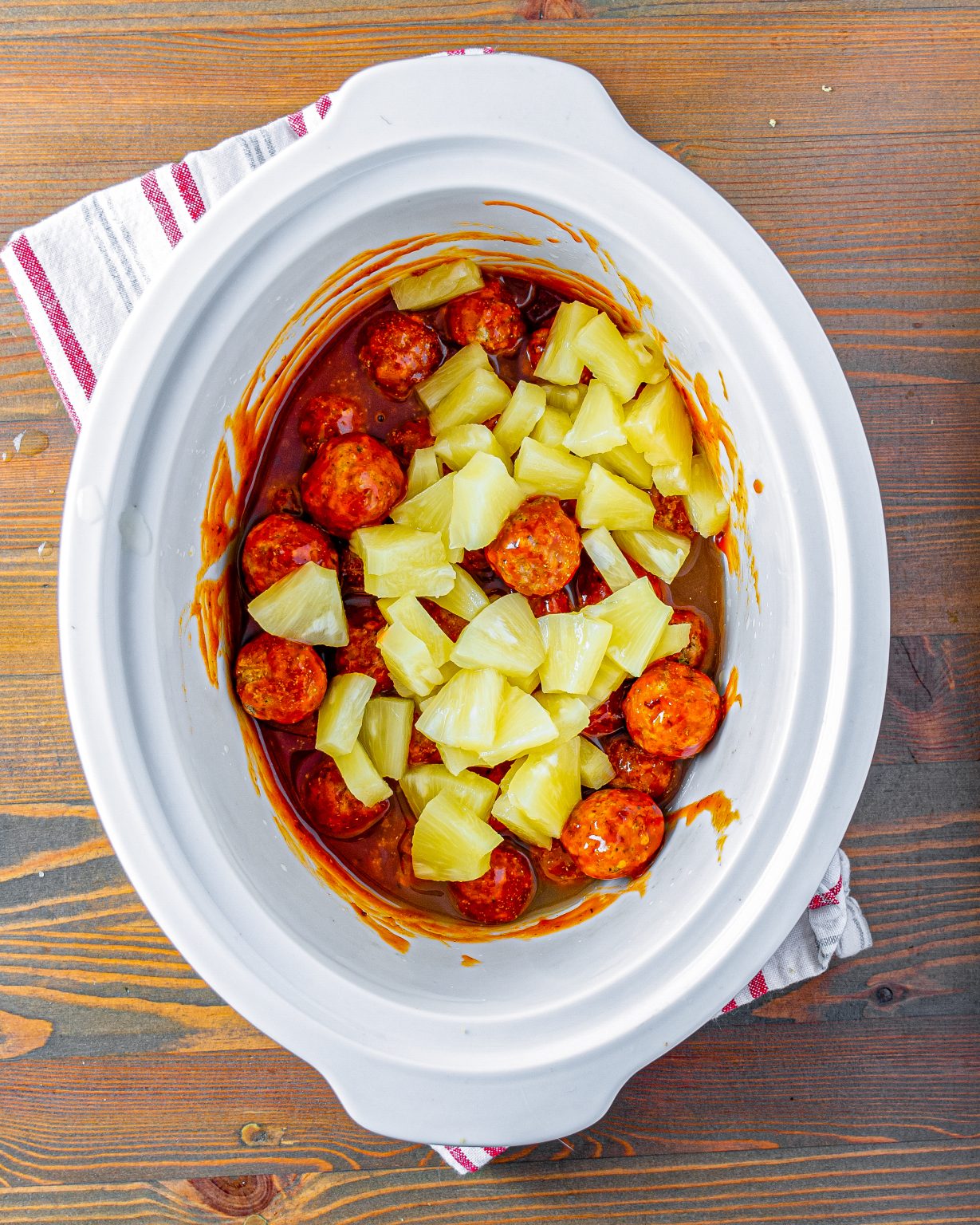 Crockpot Pineapple BBQ Meatballs CheekyKitchen