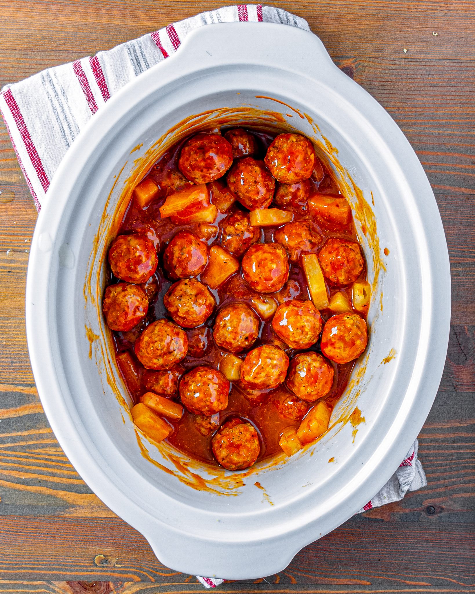 Crockpot Pineapple BBQ Meatballs CheekyKitchen